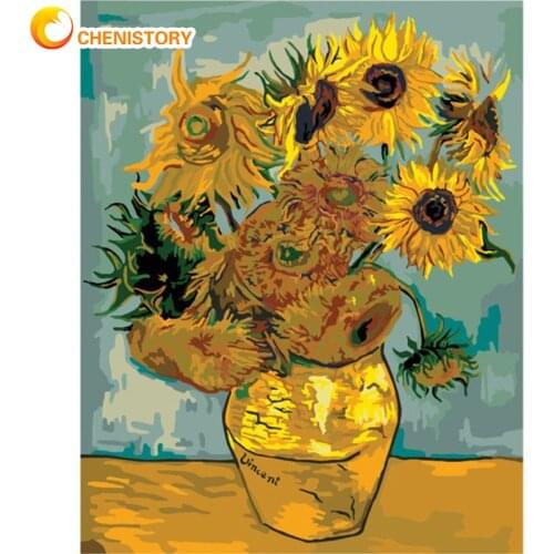 CHENISTORY Frame Van Gogh Sunflower DIY Painting By Numbers Wall Art Picture By Numbers Acrylic Canvas Home Decors Diy Gift Arts