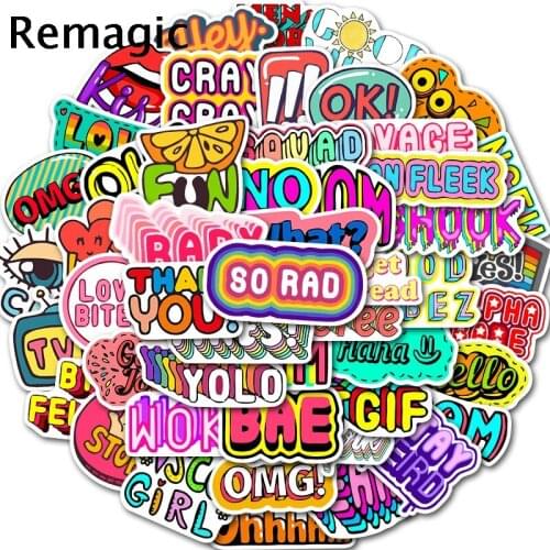 50pcs English Inspirational Phrases Series Magazine decoration sheet stickers scrapbook stationery Sticker Kids Graffiti Toys