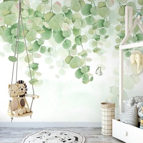 Custom 3D Mural Wallpaper Hand Painted Watercolor Green Leaf Wall Painting Living Room Bedroom Home Decoration Papel De Parede