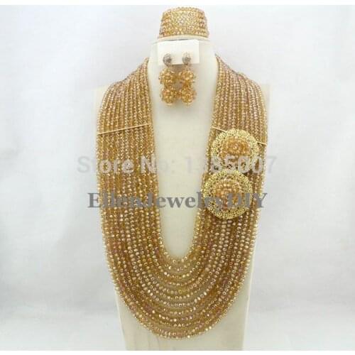 New!African Wedding Jewelry Set Crystal Jewelry Sets African Beads Necklace Set Dubai Bridal jewelry Sets Free Shipping N5568