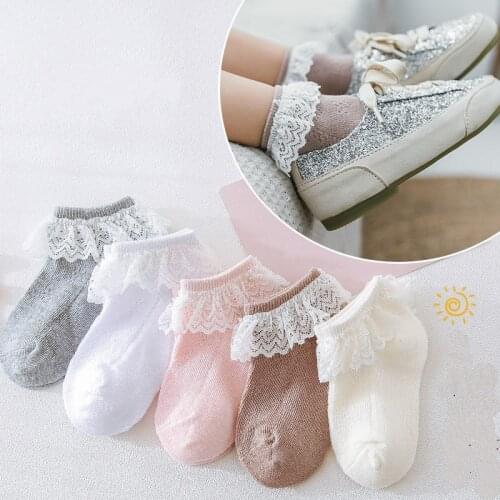 New Baby Lace Lace Boat Socks Thin Section Cotton Socks Newborn Female Baby Non-slip Floor Socks