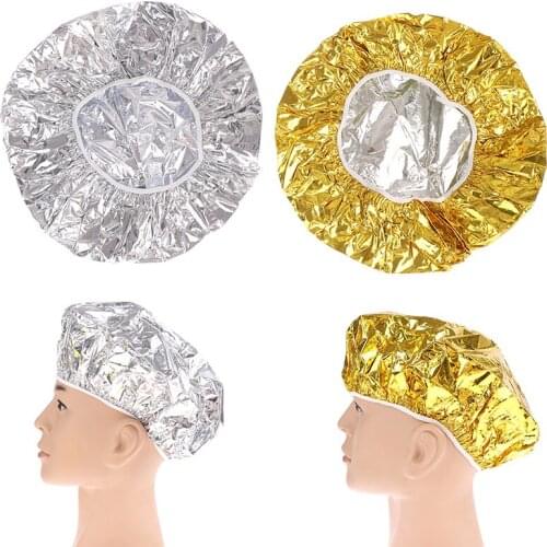 Disposable Heat Insulation Ultra-thin Nourishing Dry Shower Cap Elastic Aluminum Foil Waterproof Bath Hoods Baking Oil Hair Cap
