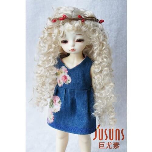 JD145 1/6 YOSD synthetic mohair doll wigs BJD 6-7inch Long curly BJD hair