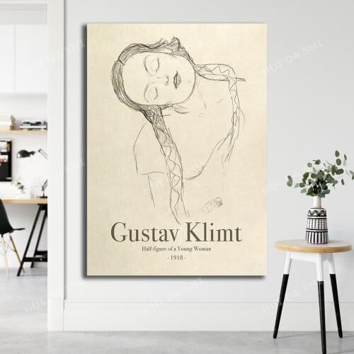 Gustav Klimt Print, Woman Line Drawing, Minimalist wall art, Bedroom wall decor, Gustav Klimt Sketch