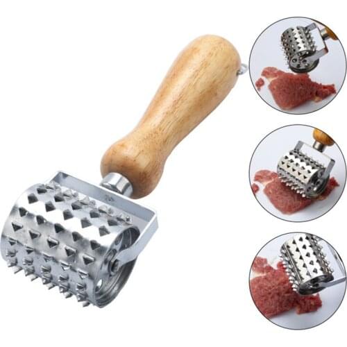 Dropshipping Kitchen Product Stainless Steel Meat Hammer Steak Pounder Pork Mallet with Wooden Handle Meat Press