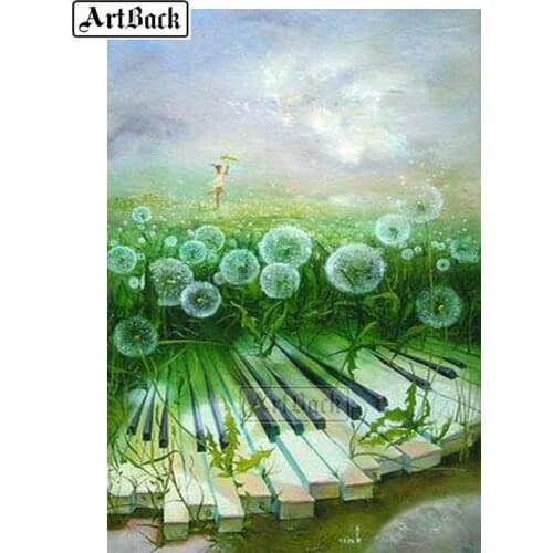 Sale diy 5d diamond painting green landscape piano full square drill rhinestone diamond mosaic artwork gift ARD85