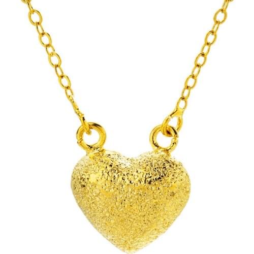 Real 24K Gold Heart Shaped Frame Locket Pendant Chain Necklace Jewelry Gifts Accessories for Lover Friend wedding jewelry gifts