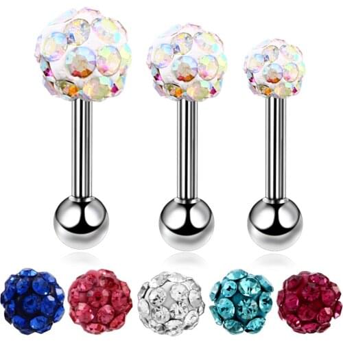 New Arrival Surgical Steel Ear Piercing Crystal Ball Ear Cartilage Tragus Helix Earrings Stud Charming Jewelry Women