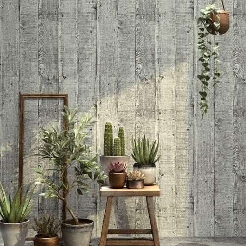 Modern Simple Grey Stripe Wood Board Wallpaper Restaurant Cafe Living Room Study Non-Woven Eco-Friendly Wall Paper For Walls 3 D