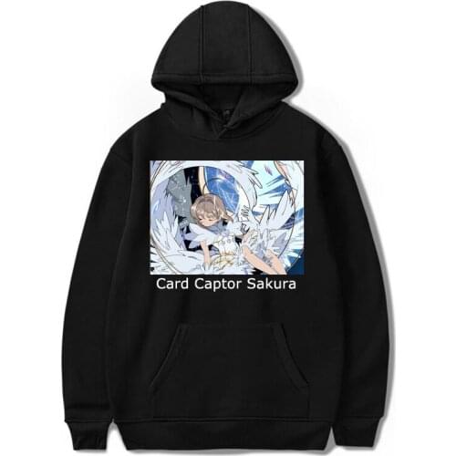 Sakura Card Captor Japan Anime Hoodie Long Sleeve Hip Hop Sweatshirt Top Coat Harajuku Thin Velvet Warm Printed Hooded Tracksuit