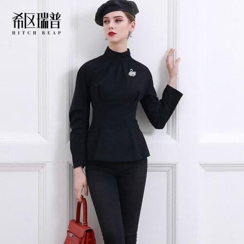 High End Stand Collar Shirt WomenS Versatile Temperament Celebrity Design Sense Niche Top