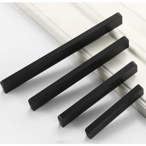 ZENHOSIT Black Simple Rectangle Aluminum Alloy Door Handle For Cabinet Wardrobe Cupboard Kitchen Bedroom Home Accessories