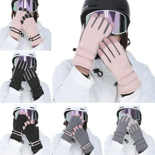 Women Winter Waterproof Touchscreen Snow Gloves Floral Embroidery Thermal Insulated Warm Non-Slip Outdoor Cycling Snowboard