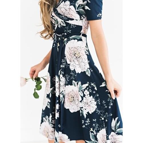 Womens Summer Bohemian Floral Loose Fashion Dress Casual Sundress Long Dresses Elegant High Waist Women Aesthetic Party Dress