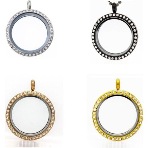 1pc Good Quality 30mm Round Stainless Steel Glass Locket Magnetic Open Pendant for Sweater Necklace