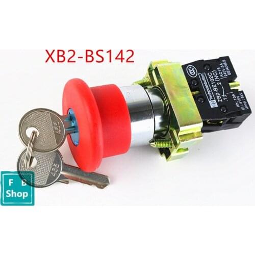 1pcs High Quality XB2-BS142 key reset emergency stop push button switch