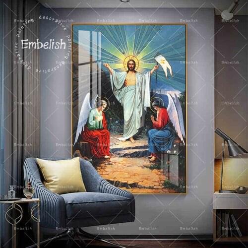 1 Pieces Vintage Jesus And Angle Wall Art Lord God Pictures For Living Room Christ Posters Modern Home Decor HD Canvas Paintings