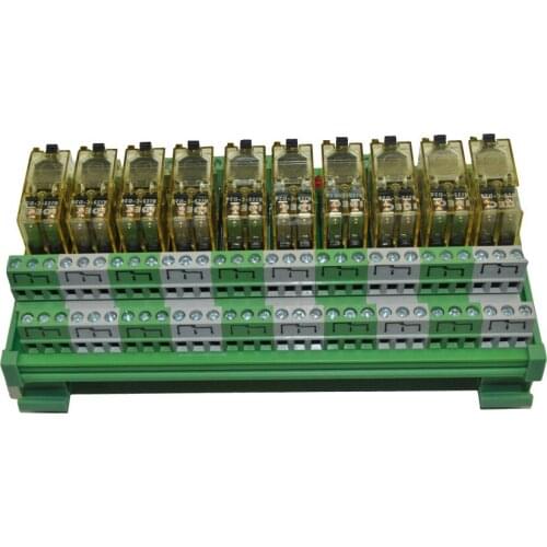 10 Channel DPDT DIN Rail Mount IDEC RJ2S Interface Relay Module