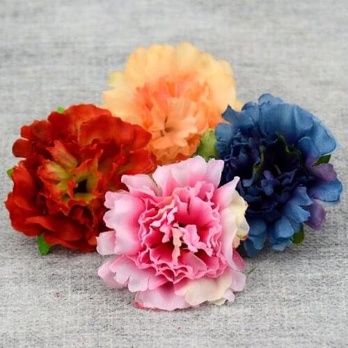 100pcs 4.5cm Cheap Artificial Silk Flower Head Fall Vivid Peony For Wedding Home Party Decoration Chrismas Gift Fake Flowers