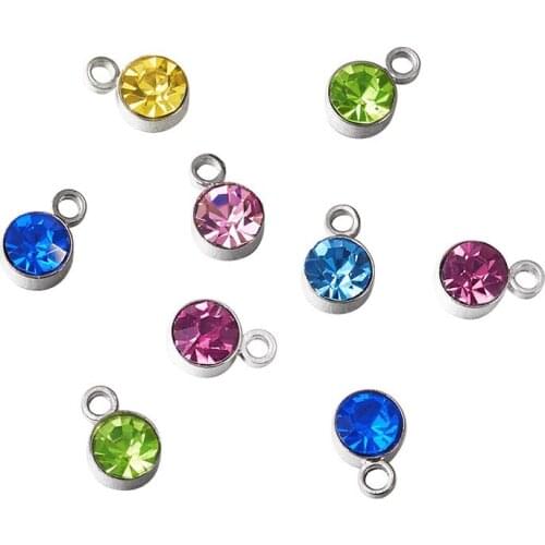 100pcs Brass Middle East Rhinestone Pendants, Nickel Free, Flat Round, Metal Color, about 4mm in diameter, 3mm thick; hole: 1mm