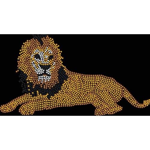 2pc/lot African Lion Iron On Hotfix Rhiestone Transfer Applique hot fix rhinestone patches iron on crystal transfers design bag