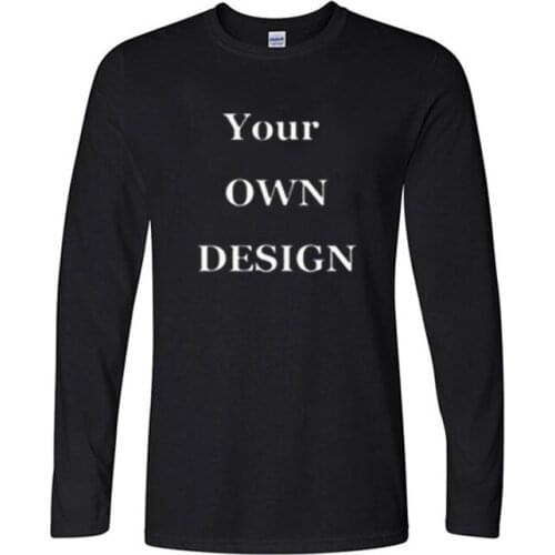 2019 Your OWN Design Brand LogoPicture White Custom Men and women cotton Long Sleeve Tee shirts Plus Size T Shirt Men Clothing