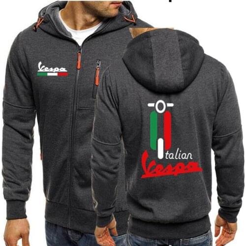 2020 Vespa Mens Zipper Hoodies Servizio Car Sports Design Spring and Autumn Winter Cardigan Vespa Service Hooded Mens Hoodie