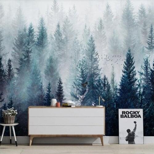 Milofi custom 3D wallpaper mural Nordic modern minimalist fresh cloud forest living room background home decoration wallpaper