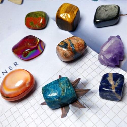 9PC Natural Polished Gem Quartz Crystal Tumbled Stone Free Combination Mineral Specimen Gift Set