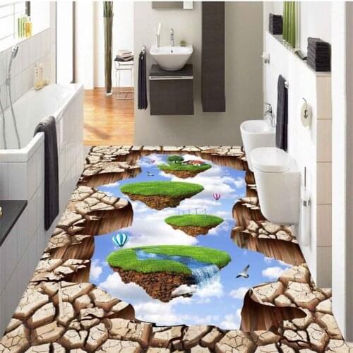 Beibehang Custom photo floor painting to paste the sky city 3D outdoor wall murals waterproof wear-resistant home decoration