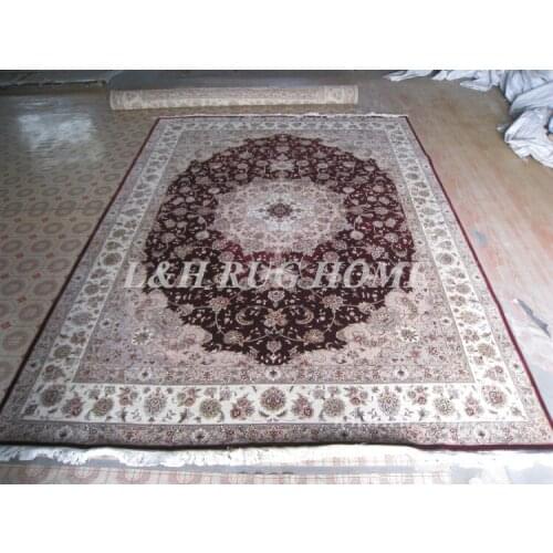 Free shipping 9'X12' 160 Line Hand-knotted Wool and Silk Oriental Persian Rug handmade persian carpet