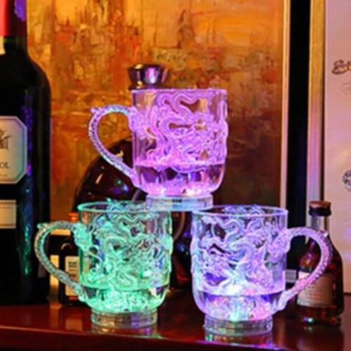 LED Flash Color Changing Dragon Cup Water Activated Light Up Beer Glass Tea Mug Milk Coffee Lemon Juice Whisky Mug