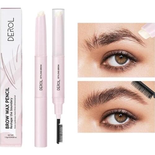 Double-headed Makeup Eyebrow Gel Brows Wax Pencil Waterproof Long-Lasting Wild Brow Styling Soap Eye Brow Shaping Brush