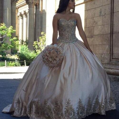 Elegant Heavy Beaded Satin Long Women Formal Evening Dresses Gowns Sweet 16 Party Dresses Prom Dresses Ball Gowns 2021