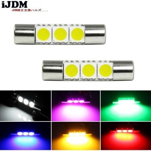 IJDM 4pcs Xenon White 29mm 3-SMD 6641 Festoon LED Replacement Bulbs For Car Vanity Mirror Lights Sun Visor Lamp Red,Yellow,blue