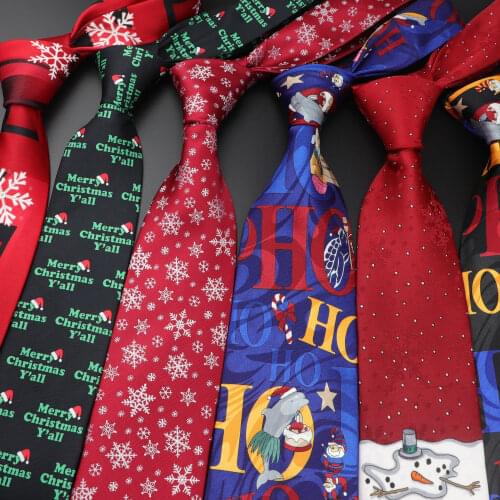 Red Christmas Tie 8cm&10cm Snowman Ties For Christmas Day Mens Green Tree Necktie Santa Claus Neck Tie For Festival Gift