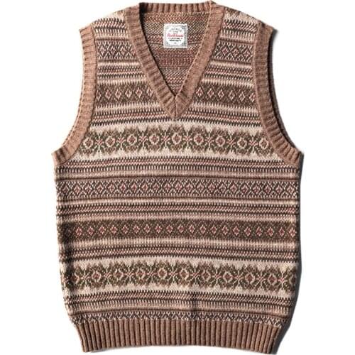 MY-0008 Read Description! Asian Size Vintage Top Quality Waistcoat Fair Isle Genuine 100% Wool Vest