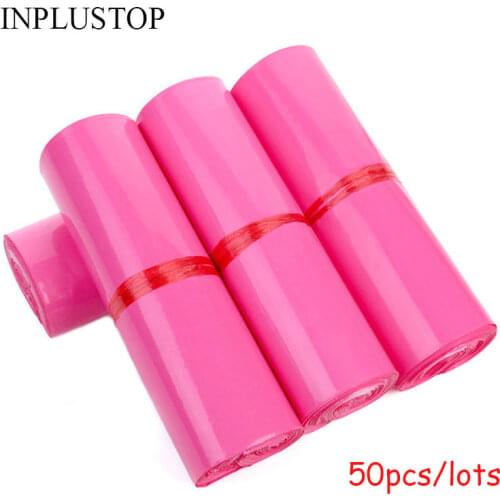 INPLUSTOP Thicken Envelope Storage Bags 50pcs/lot Dark Pink Self-Seal PE Poly Mailing Pack Bags Waterproof Courier Express Bag