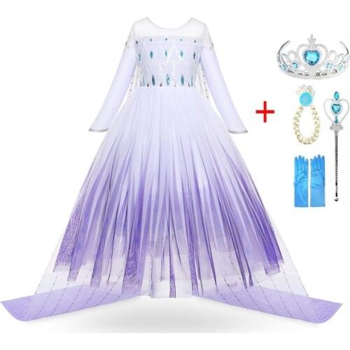 2021 New Elsa Dress Costume For Girls Cosplay Snowflake Christmas Clothes For Kid Carnival Birthday Fancy Child Party Dress Up
