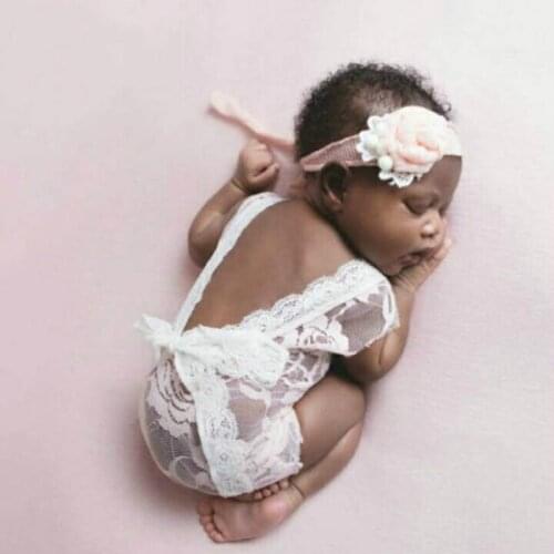 OkayMom Baby Deep V Bare Back Romper Bow Bodysuit Lace Romper Newborn Photography Props Baby Photo Props Infant Photo Shoot Hot
