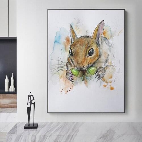 Lovely Squirrel Water Color Animals Posters Wall Art Canvas Painting Wall Animal Posters Best Gifts Living Room Home Decor
