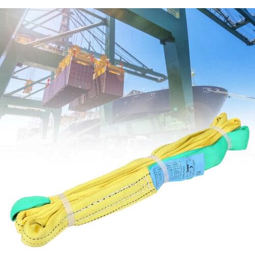 2T 3m 9.8ft Lifting Sling Flat Industrial Hoisting Strap Double Eyes Polyester Towing Rope