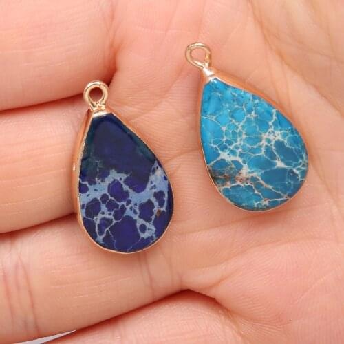 Natural Emperor Stone Pendant Water Drop Shape Charms Pendants For Jewelry Making DIY Necklace Accessories Gifts For Women