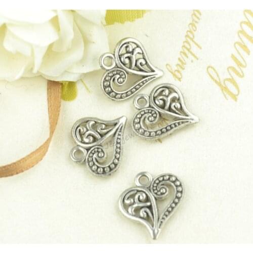 35pcs Zinc alloy Tibetan Silver Plated Heart-shaped Charms Pendants for Jewelry Making DIY Handmade Craft 14*14mm 2617