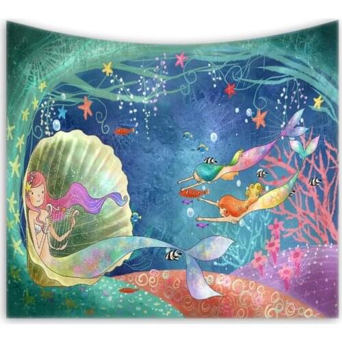 Sea World Marine Animal Underwater World Tapestry Wall Hanging Bed Spread Beach Towel Table Cloth Yoga Mat Customize Large Size