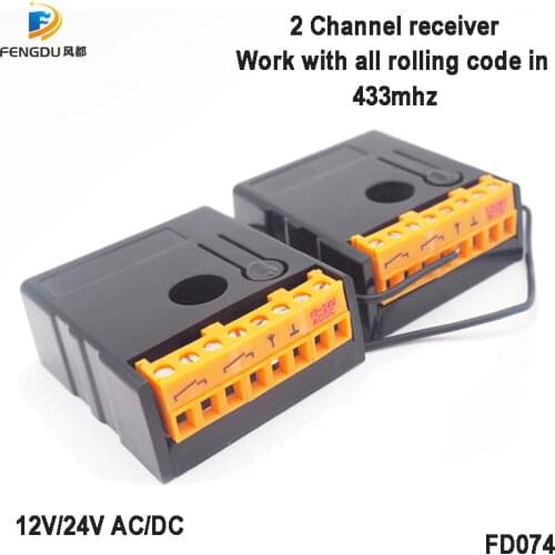 Switch Receiver with DC 12V 433Mhz 2 Relay RF Wireless Garage Doors for 819PCS remote controls