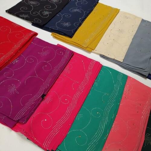 Promotion sale! Premium Bubble Chiffon Women Scarves Long Shawl Muslim Female Hijabs Headscarf Exquisite Rhinestone Voile