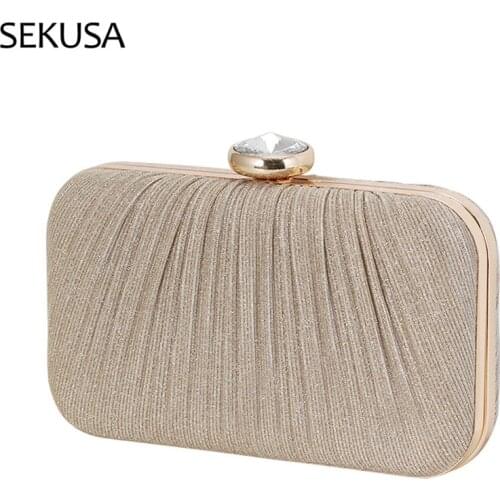 Ruched Satin Women Evening Bags Retro Rhinestones New Banquet Flap Design Day Clutch Day Clutch Purse Holder