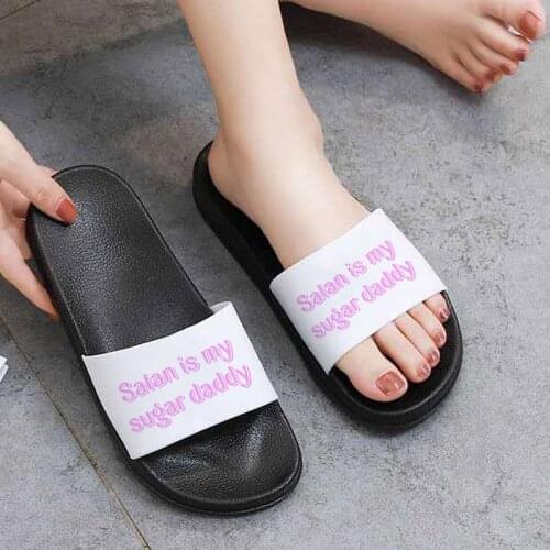 Salan is my sugar daddy letters printed Comfort Ladies shoes Female Slippers Sandals fashion Summer women slippers sandals