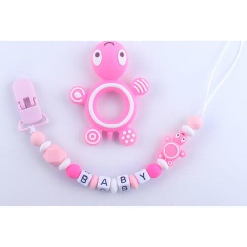 Personal Custom Personalized Pacifier Clip Silicone Tortoise Pendant Baby Teething Soother Chew Toy Dummy Nursing Dummy Chain